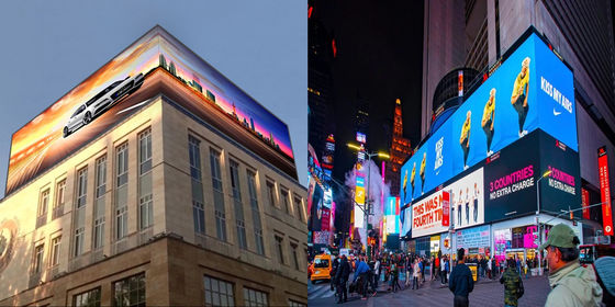 Tòa nhà bên ngoài cong 3D Billboard màn hình lớn Video LED Image Display P3.9 Màn hình quảng cáo cố định màn hình ngoài trời