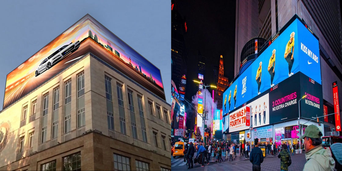 Tòa nhà bên ngoài cong 3D Billboard màn hình lớn Video LED Image Display P3.9 Màn hình quảng cáo cố định màn hình ngoài trời