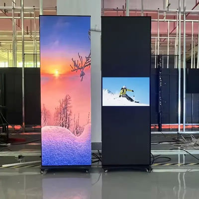 Giá tốt. Áp phích LED điều khiển 4G & WiFi với bánh xe gập và Khoảng cách điểm ảnh P1.5mm cho Trung tâm thương mại trực tuyến